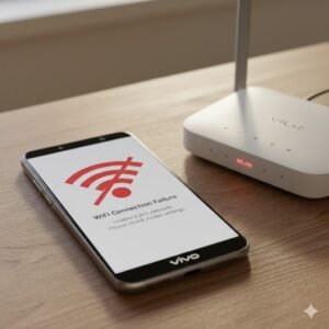 Ilustrasi HP Vivo yang gagal terhubung ke jaringan WiFi