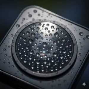 Ilustrasi kamera HP yang buram akibat terkena air dan embun