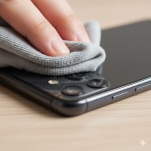 Ilustrasi pembersihan lensa kamera ponsel agar hasil foto kembali jernih