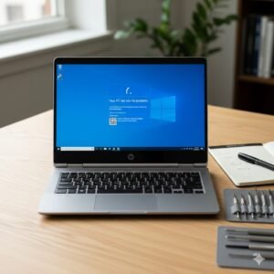 ilustrasi laptop hp mengalami blue screen