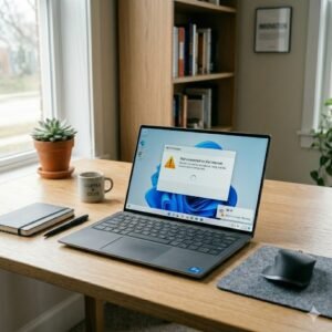 Ilustrasi laptop gagal terhubung ke jaringan WiFi meskipun jaringan tersedia