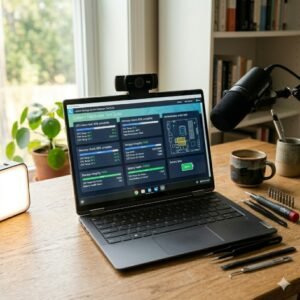 Ilustrasi proses pemeriksaan awal laptop sebelum dilakukan perbaikan