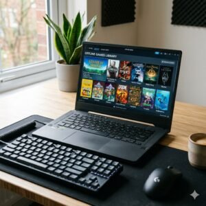 Ilustrasi rekomendasi game offline laptop yang bisa dimainkan tanpa koneksi internet
