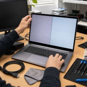layar belah di laptop